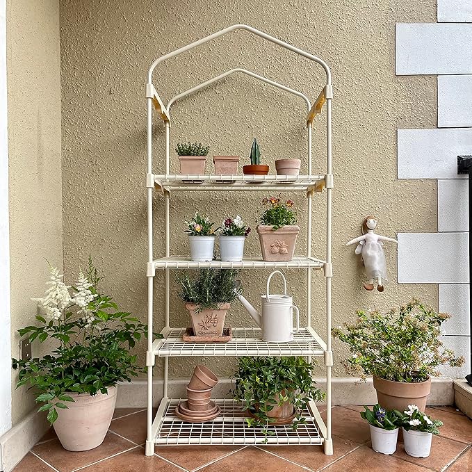 Garden 4-Tier Greenhouse – for Indoor Outdoor Gardening Hot House w/ Zippered Cover and Metal Shelves for Growing Vegetables, Flowers and Seedlings (PLGH704OWP)