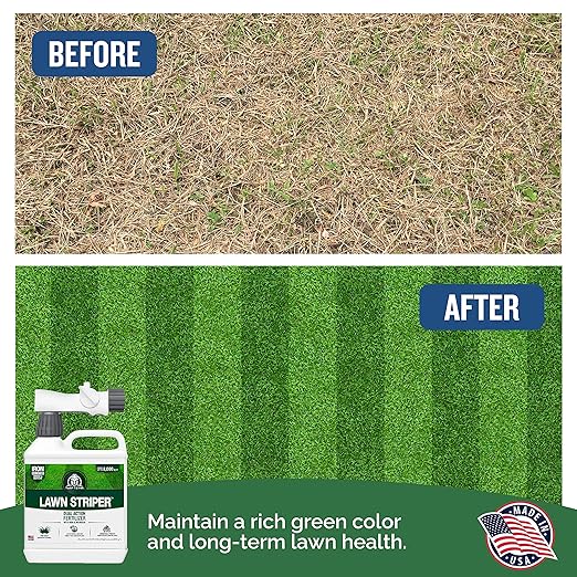 Turf Titan Lawn Striper Hose End – Iron & Nitrogen Fertilizer to Promote Dark-Green, Stripe-Defined Turfs – Kids & Pet Safe, Natural Lawn Fertilizer – Covers up to 8,000 Sq Ft