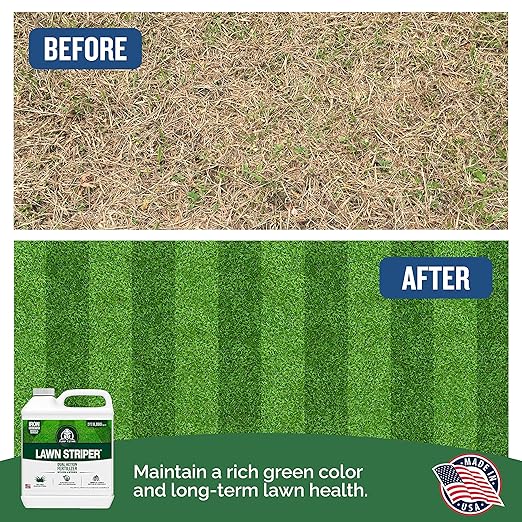 Turf Titan Lawn Striper - Iron & Nitrogen Fertilizer to Promote Dark-Green, Stripe-Defined Turfs - Kids & Pet Safe, Natural - Stunning Green Grass Fertilizer - Covers up to 8,000 Sq Ft